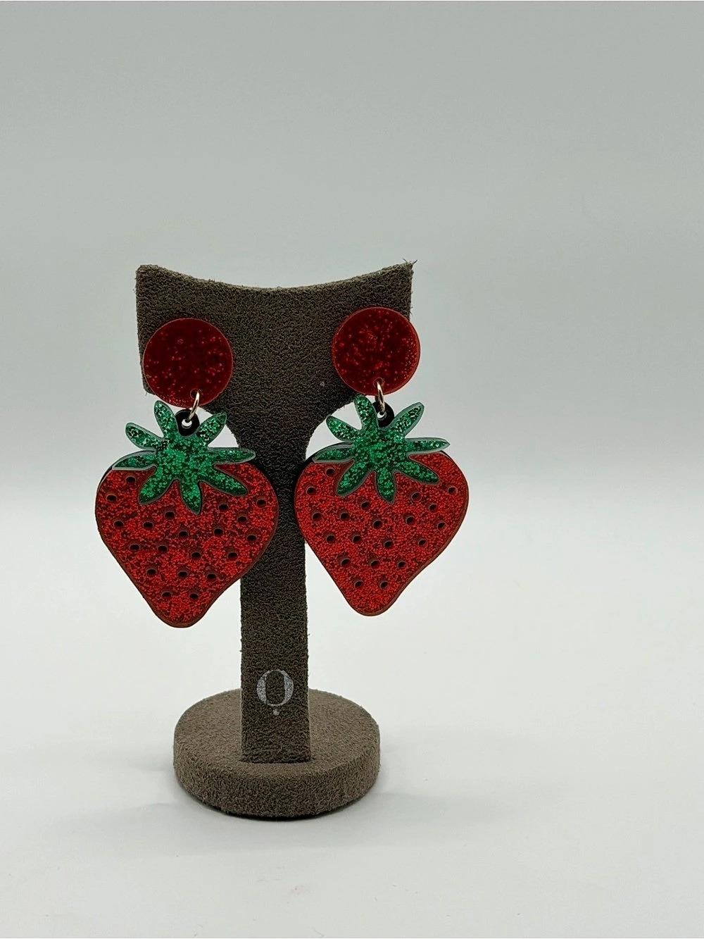 Strawberry Drop Earrings in Red & Green